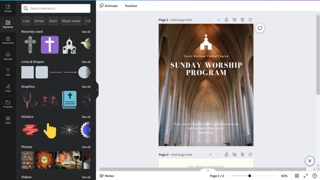 Canva template - Saint Matthew United Church Sunday Worship Program